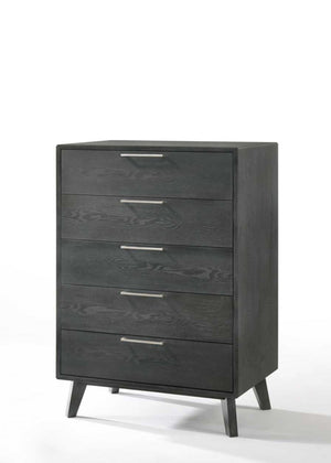 Homeroots 30" Grey Wash Solid Wood Five Drawer Chest  Solid Wood 473065
