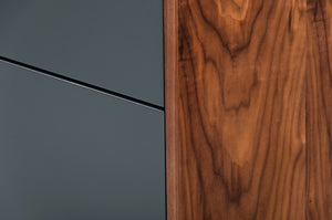 Homeroots 30" Walnut And Charcoal Grey Solid Wood Five Drawer Chest  Solid Wood 473069