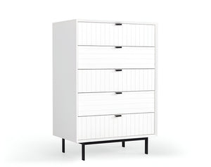 Homeroots 30" White Solid Wood Five Drawer Chest  Solid Wood 473071