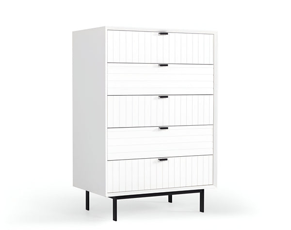 Homeroots 30" White Solid Wood Five Drawer Chest  Solid Wood 473071