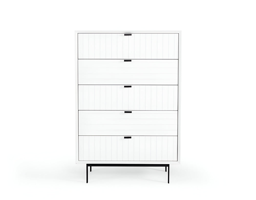 Homeroots 30" White Solid Wood Five Drawer Chest  Solid Wood 473071