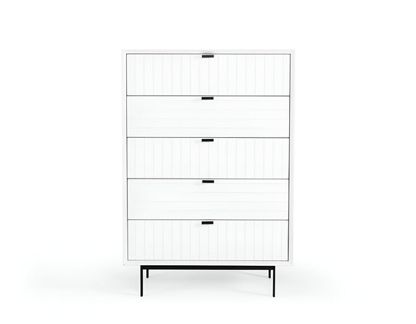 Homeroots 30" White Solid Wood Five Drawer Chest  Solid Wood 473071