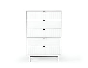 Homeroots 30" White Solid Wood Five Drawer Chest  Solid Wood 473071