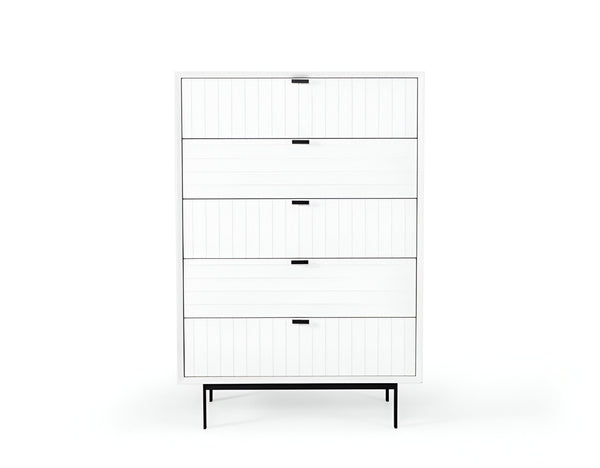 Homeroots 30" White Solid Wood Five Drawer Chest  Solid Wood 473071