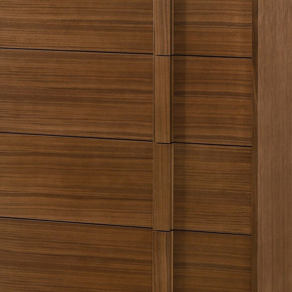 Homeroots 36" Walnut Brown Wood Contemporary Five Drawer Dresser  Solid Wood 473073