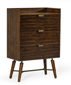 Homeroots 32" Acacia Solid Wood Three Drawer Chest  Solid Wood 473074