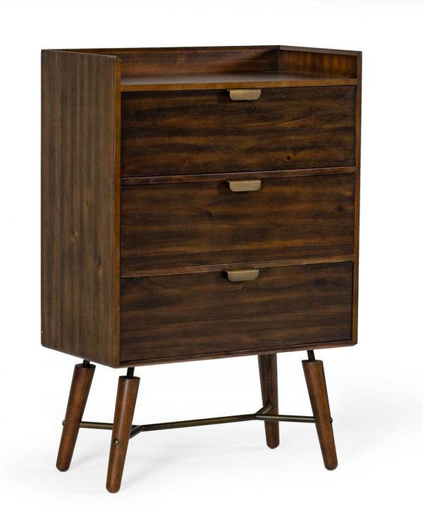 Homeroots 32" Acacia Solid Wood Three Drawer Chest  Solid Wood 473074