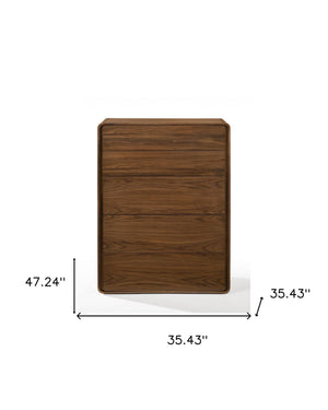 Homeroots 35" Walnut Solid Wood Five Drawer Chest  Solid Wood 473076