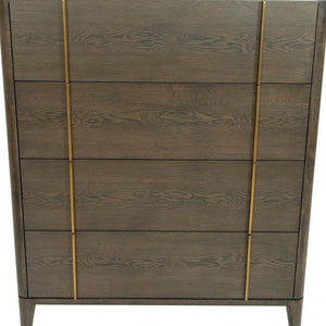 Homeroots 39" Dark Brown And Gold Solid Wood Four Drawer Dresser  Solid Wood 473079