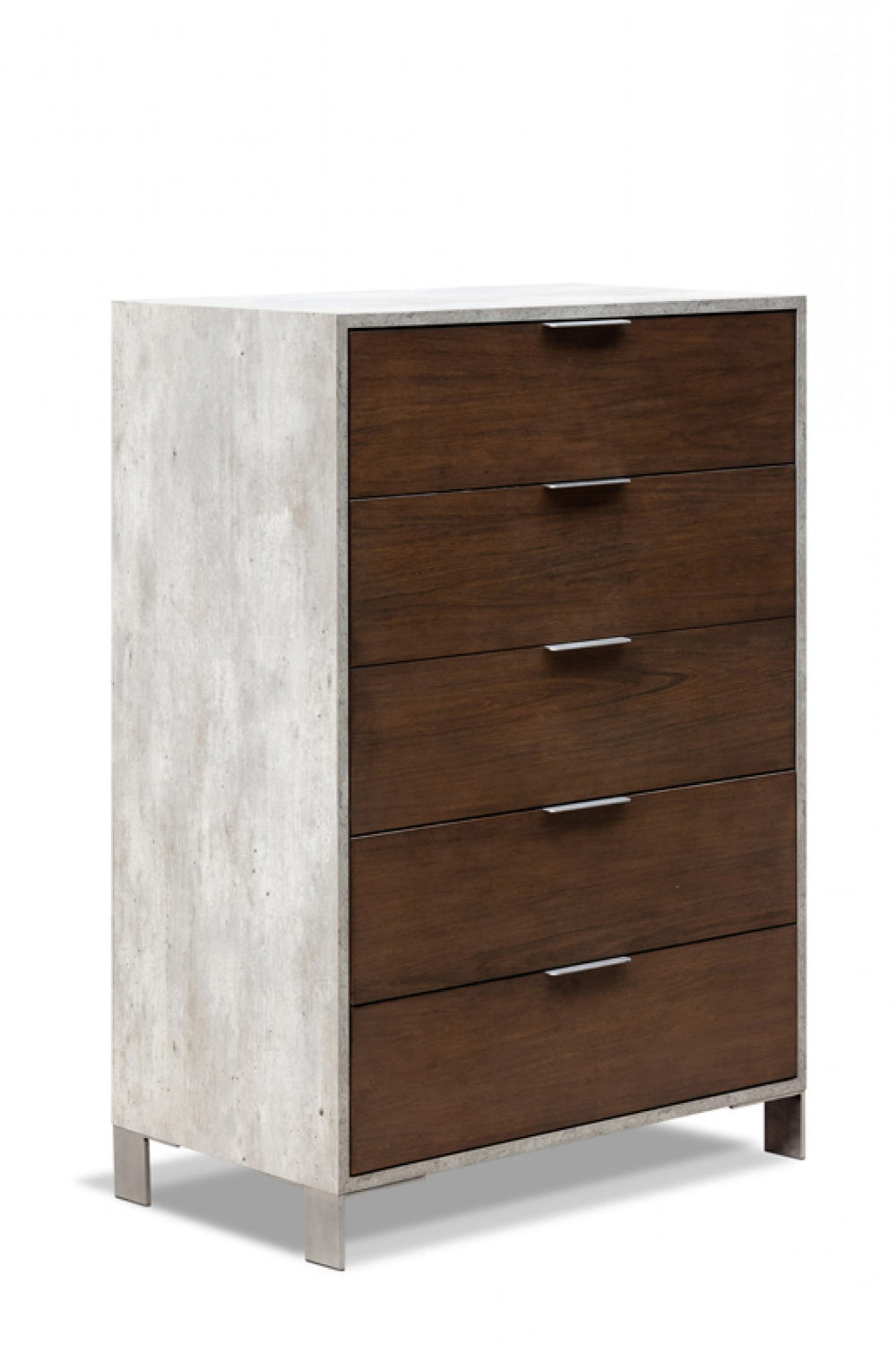 Homeroots 35" Dark Walnut And Grey Manufactured Wood Five Drawer Chest  Manufactured Wood 473082