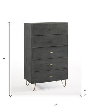 Homeroots 30" Grey Manufactured Wood Five Drawer Chest  Manufactured Wood 473083