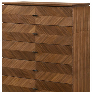 Homeroots 35" Walnut Manufactured Wood Five Drawer Chest  Manufactured Wood 473085