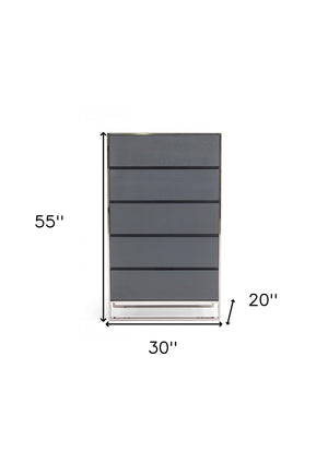 Homeroots 30" Grey Manufactured Wood Five Drawer Chest  Manufactured Wood 473086