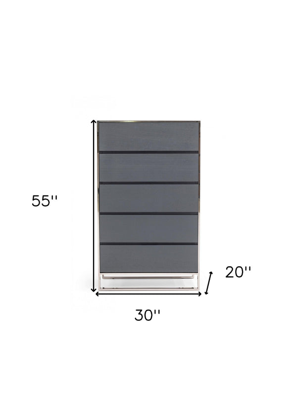 Homeroots 30" Grey Manufactured Wood Five Drawer Chest  Manufactured Wood 473086