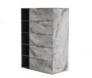 Homeroots 35" Grey Manufactured Wood Five Drawer Chest  Manufactured Wood 473088