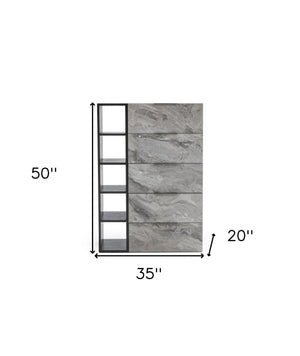 Homeroots 35" Grey Manufactured Wood Five Drawer Chest  Manufactured Wood 473088