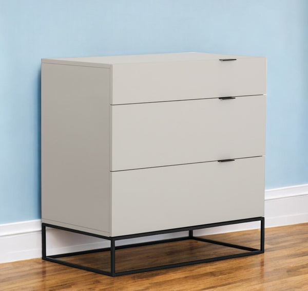Homeroots 32" Grey Manufactured Wood Three Drawer Chest  Manufactured Wood 473090