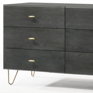 Homeroots 51" Grey Manufactured Wood Six Drawer Double Dresser  Manufactured Wood 473094