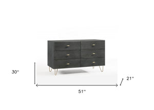 Homeroots 51" Grey Manufactured Wood Six Drawer Double Dresser  Manufactured Wood 473094