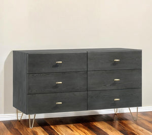 Homeroots 51" Grey Manufactured Wood Six Drawer Double Dresser  Manufactured Wood 473094