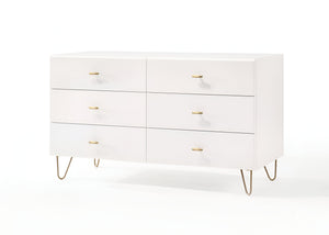 Homeroots 51" White Manufactured Wood Six Drawer Double Dresser  Manufactured Wood 473095