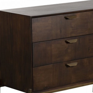 Homeroots 63" Dark Brown Manufactured Wood Six Drawer Double Dresser  Manufactured Wood 473096