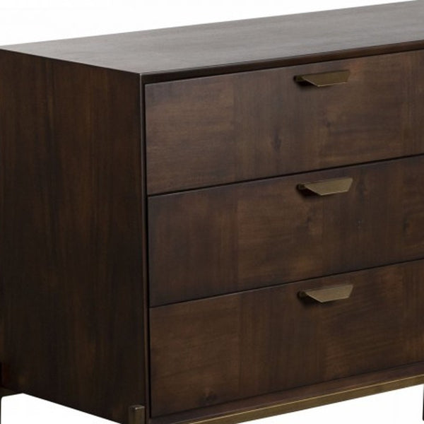 Homeroots 63" Dark Brown Manufactured Wood Six Drawer Double Dresser  Manufactured Wood 473096