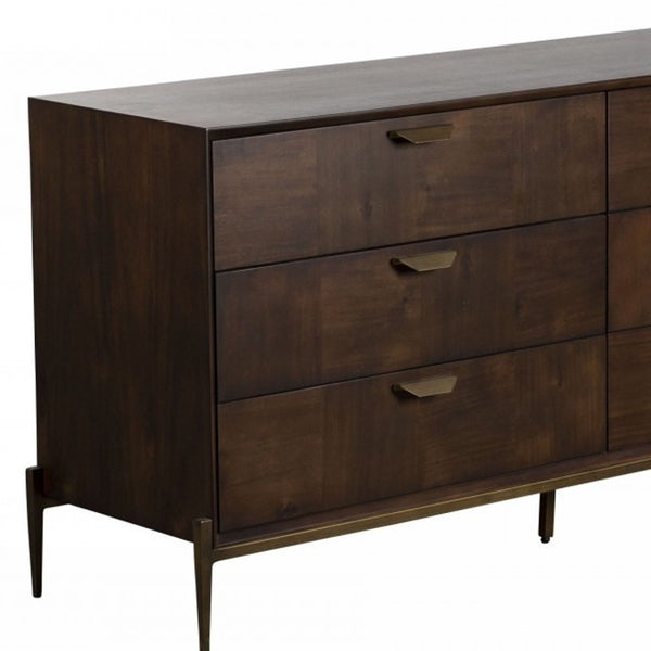 Homeroots 63" Dark Brown Manufactured Wood Six Drawer Double Dresser  Manufactured Wood 473096