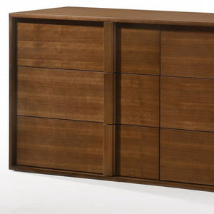 Homeroots 65" Walnut Solid Wood Six Drawer Double Dresser  Solid Wood 473098