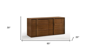 Homeroots 65" Walnut Solid Wood Six Drawer Double Dresser  Solid Wood 473098