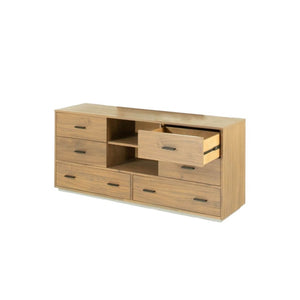 HomeRoots 63" Walnut Six Drawer Combo Dresser - Elegant Storage Solution with Modern Functionality & Style 473100