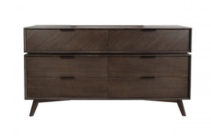 Homeroots 65" Acacia Solid Wood Six Drawer Double Dresser  Solid Wood 473104