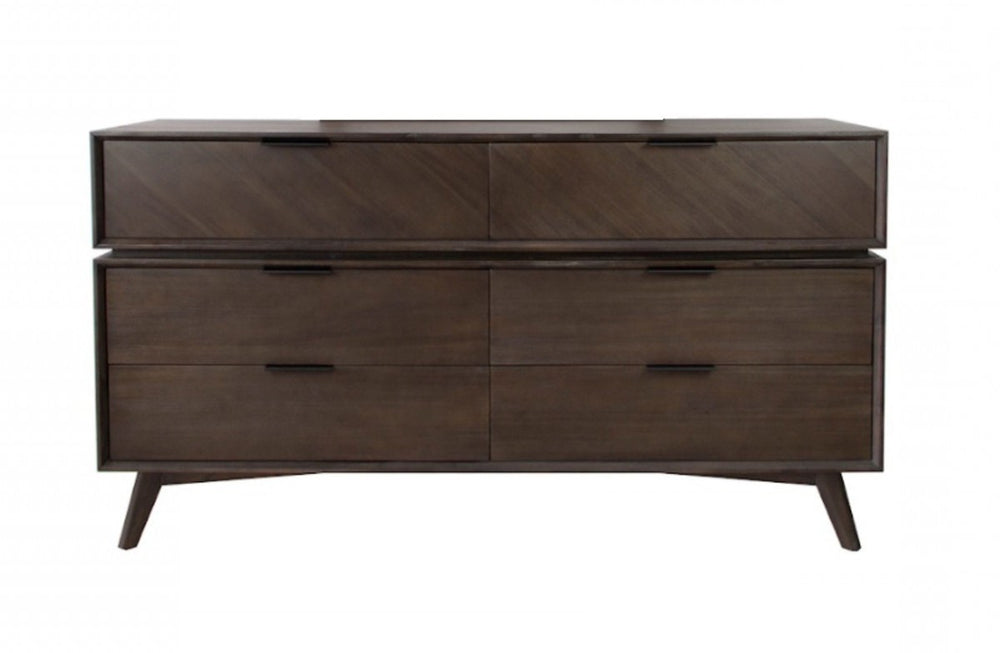 Homeroots 65" Acacia Solid Wood Six Drawer Double Dresser  Solid Wood 473104