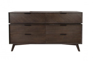 Homeroots 65" Acacia Solid Wood Six Drawer Double Dresser  Solid Wood 473104