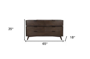 Homeroots 65" Acacia Solid Wood Six Drawer Double Dresser  Solid Wood 473104