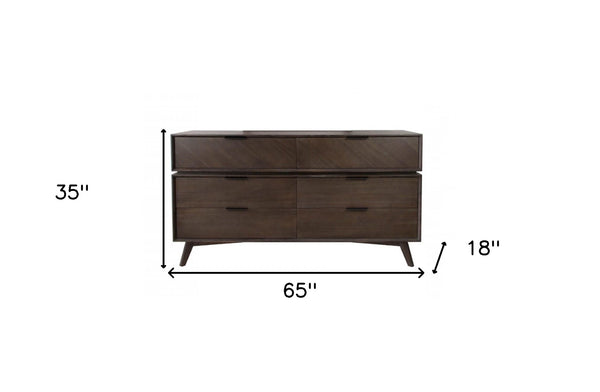 Homeroots 65" Acacia Solid Wood Six Drawer Double Dresser  Solid Wood 473104