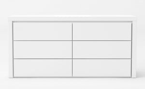 Homeroots 62" White Manufactured Wood Six Drawer Double Dresser  Manufactured Wood 473105