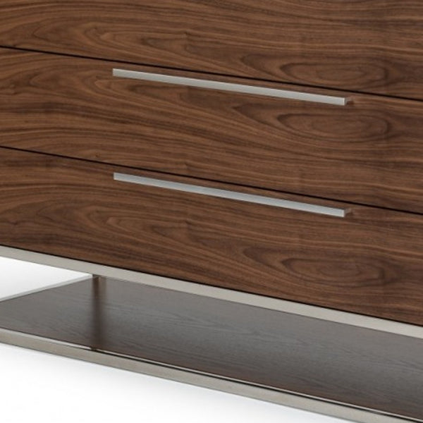 Homeroots 58" Walnut Manufactured Wood Three Drawer Dresser  Manufactured Wood 473106