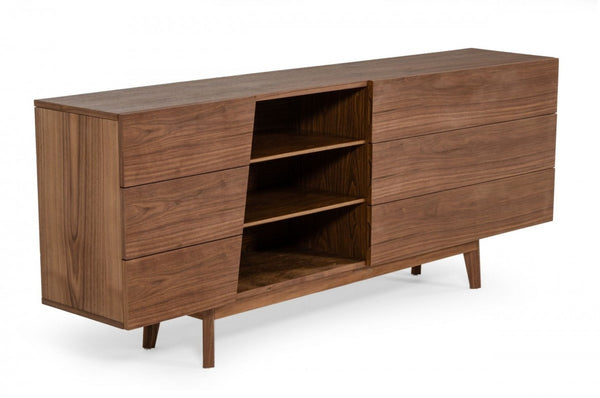 HomeRoots Vintage Walnut Veneer Six Drawer Dresser – Mid-Century Charm with Versatile Storage & Timeless Design 473107