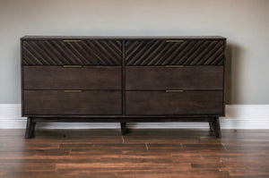 Homeroots 65" Dark Brown Solid Wood Six Drawer Double Dresser  Solid Wood 473108