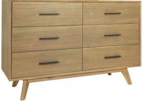 Homeroots 53" Walnut Solid Wood Six Drawer Double Dresser  Solid Wood 473109