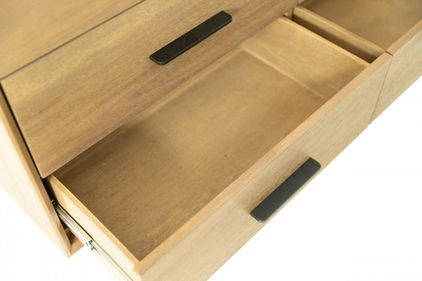 Homeroots 53" Walnut Solid Wood Six Drawer Double Dresser  Solid Wood 473109