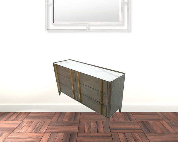 Homeroots 59" Dark Brown Solid Wood Six Drawer Double Dresser  Solid Wood 473110