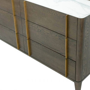 Homeroots 59" Dark Brown Solid Wood Six Drawer Double Dresser  Solid Wood 473110