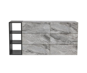 HomeRoots 35" Grey Manufactured Wood Five Drawer Chest - Sleek Storage Solution for Modern Bedrooms & Spaces 6 473112