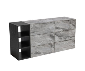HomeRoots 35" Grey Manufactured Wood Five Drawer Chest - Sleek Storage Solution for Modern Bedrooms & Spaces 6 473112