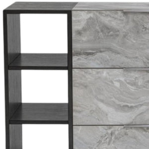 HomeRoots 35" Grey Manufactured Wood Five Drawer Chest - Sleek Storage Solution for Modern Bedrooms & Spaces 6 473112