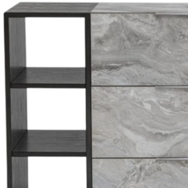 HomeRoots 35" Grey Manufactured Wood Five Drawer Chest - Sleek Storage Solution for Modern Bedrooms & Spaces 6 473112