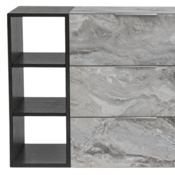 HomeRoots 35" Grey Manufactured Wood Five Drawer Chest - Sleek Storage Solution for Modern Bedrooms & Spaces 6 473112