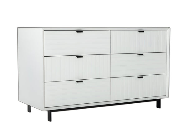 Homeroots 51" White Manufactured Wood Six Drawer Double Dresser  Manufactured Wood 473118